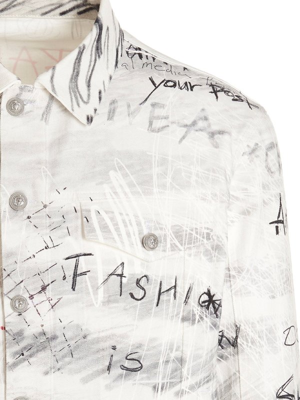 iKRIX Balmain: denim jacket - Graffiti denim jacket