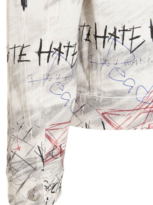 Graffiti denim jacket shop online: Balmain