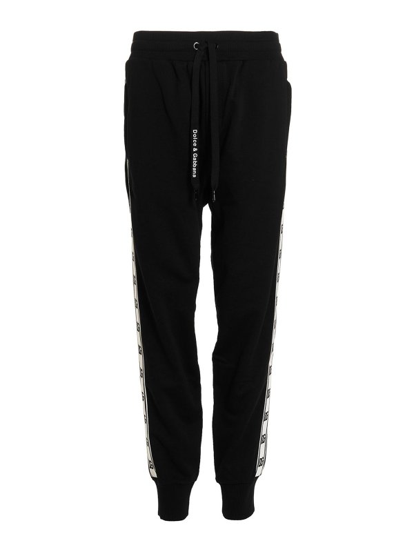 DOLCE & GABBANA: pantaloni sport - Joggers con bande logo