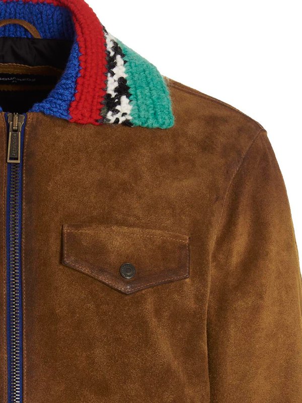 iKRIX DSQUARED2: leather jacket - Knit collar suede jacket