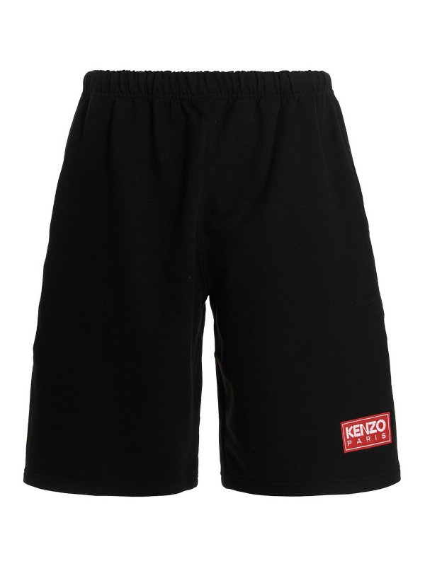 KENZO: pantaloni sport - Joggers corti con patch logo
