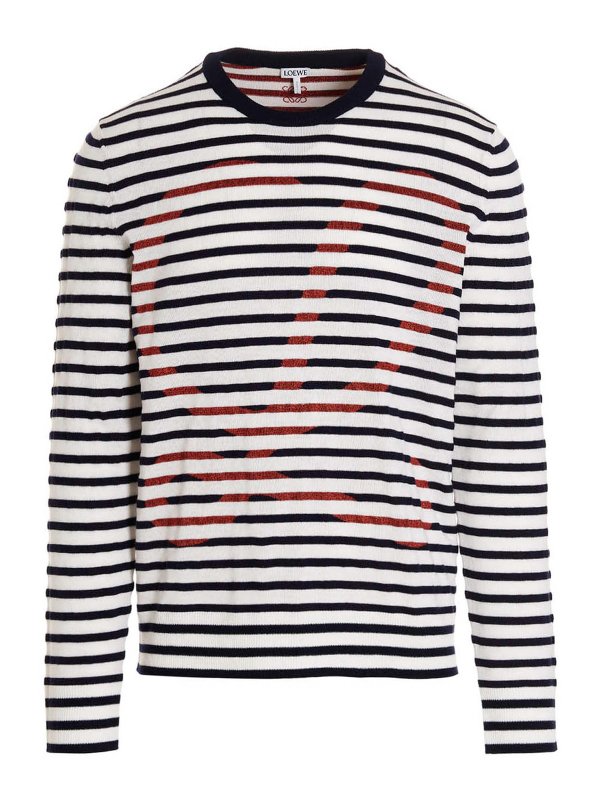 LOEWE: maglia collo rotondo - Pullover a righe con logo