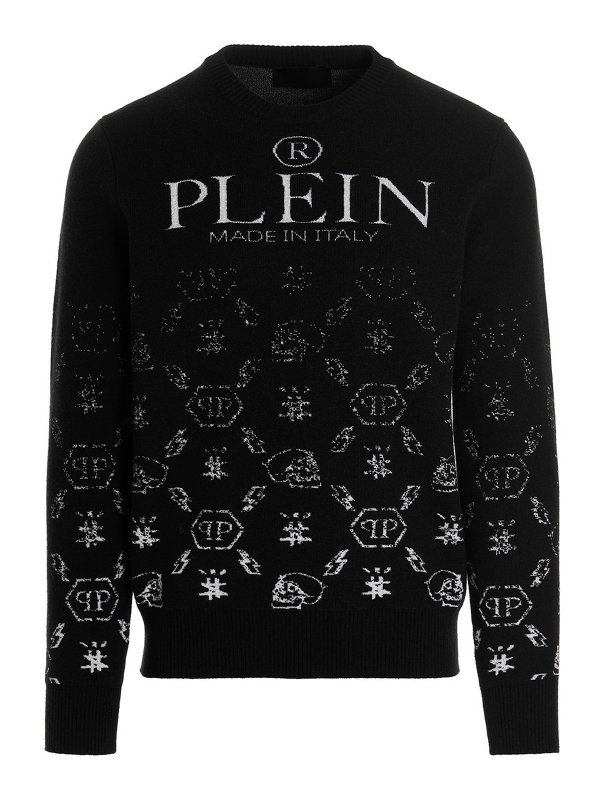 PHILIPP PLEIN: Suéteres con cuello pico - Suéter Cuello Redondo - Negro