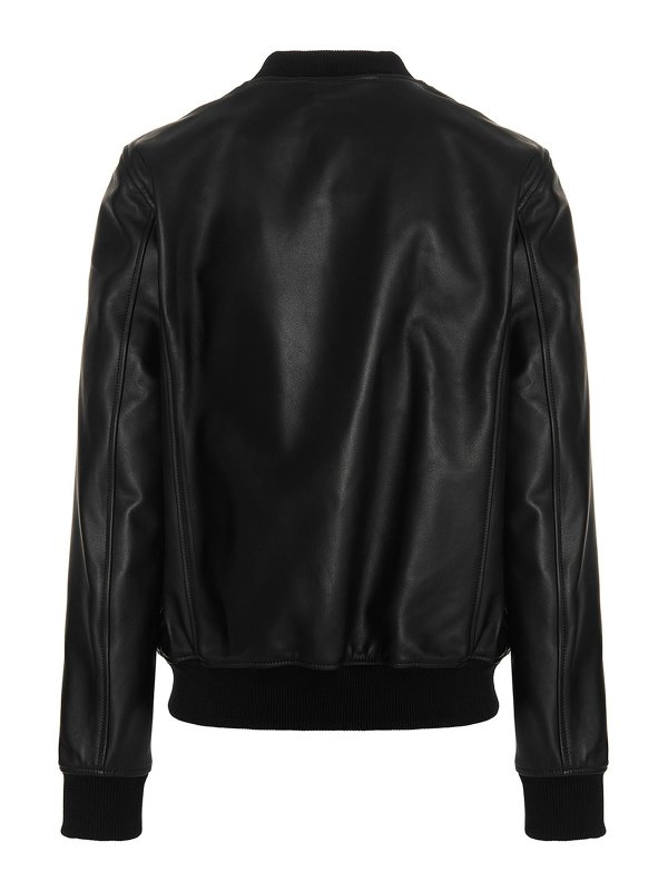 PHILIPP PLEIN: leather jacket online - Logo leather bomber jacket