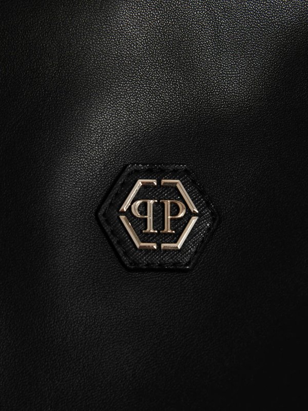 Logo leather bomber jacket shop online: PHILIPP PLEIN