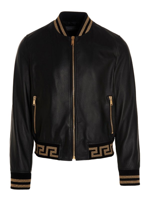 VERSACE: Lederjacken - Lederjacke - Schwarz