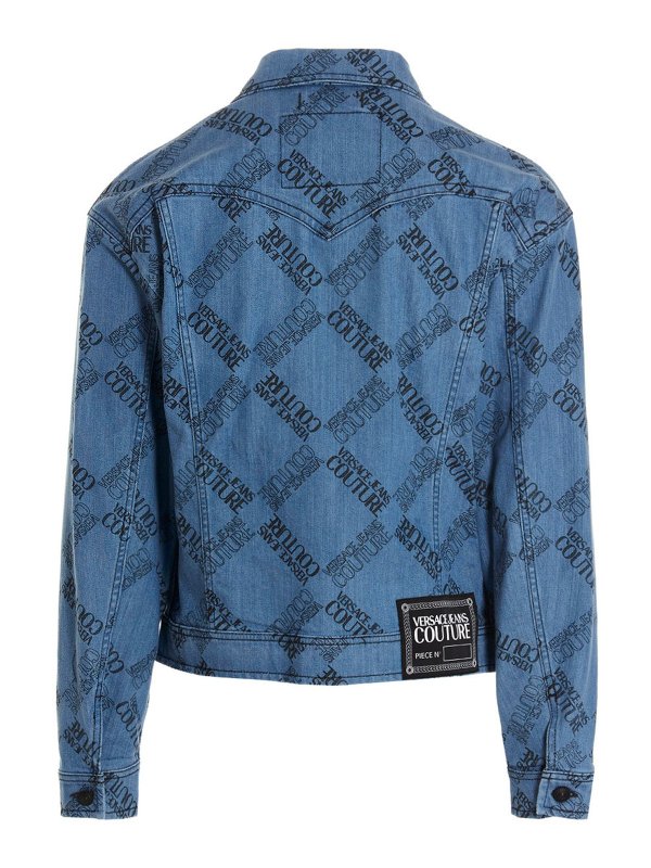 VERSACE JEANS: denim jacket online - Denim logo jacket