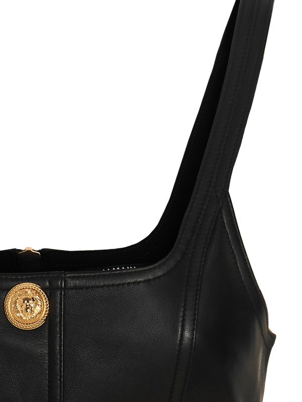 iKRIX Balmain: short dresses - Logo button leather dress