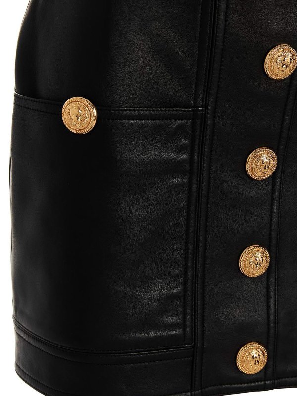 Logo button leather dress shop online: Balmain