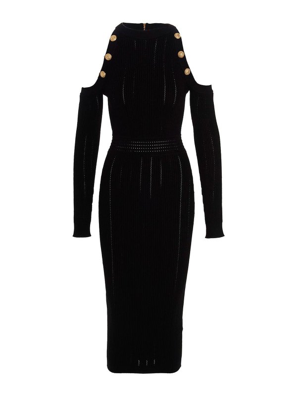 Balmain: Knielange Kleider - Knielanges Kleid - Schwarz