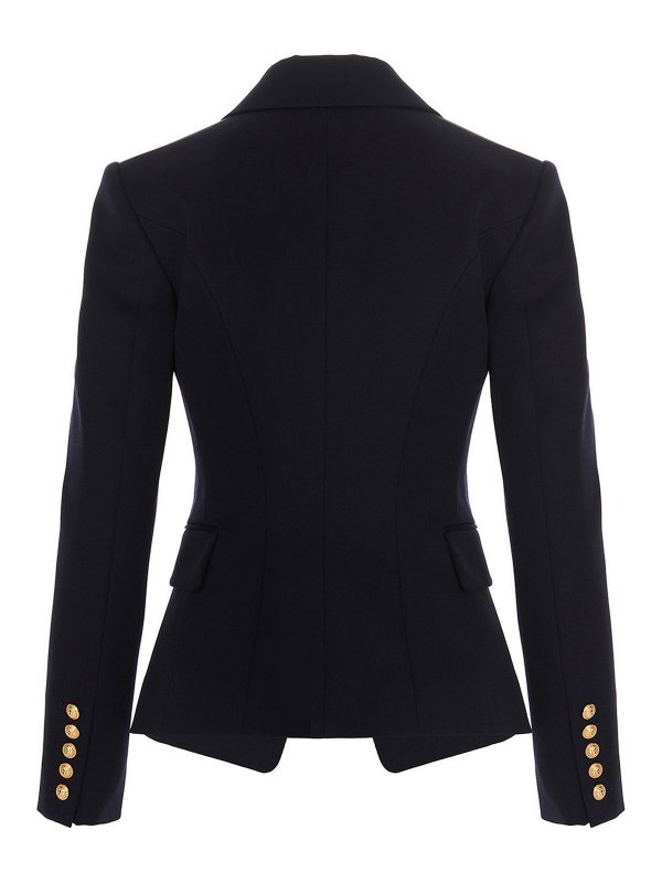 Balmain: blazers online - Logo button wool blazer