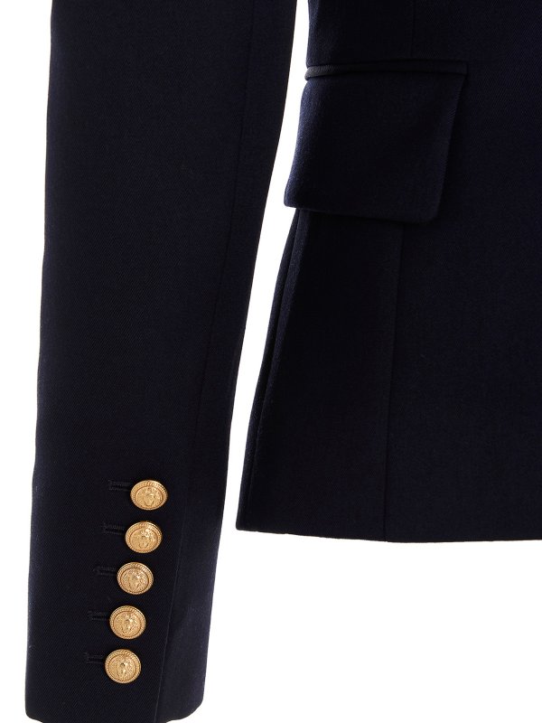 Logo button wool blazer shop online: Balmain