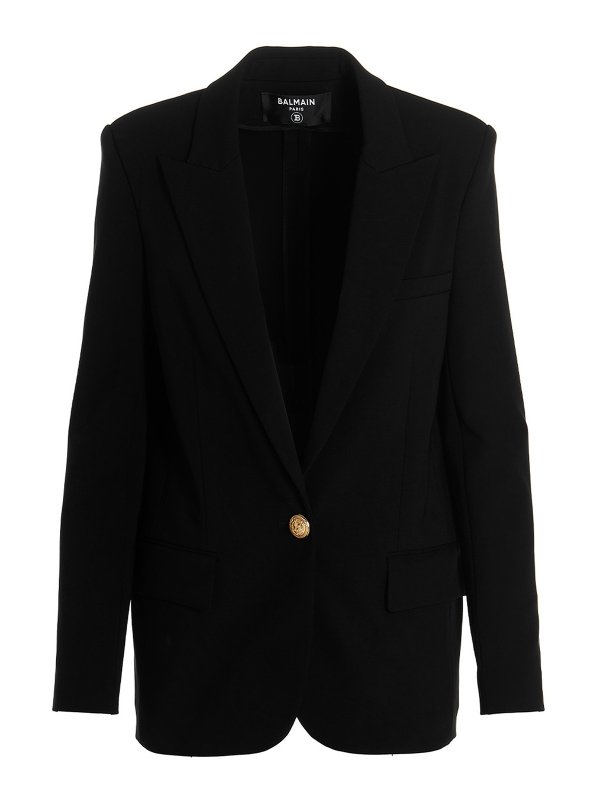 Balmain: blazers - Logo button blazer