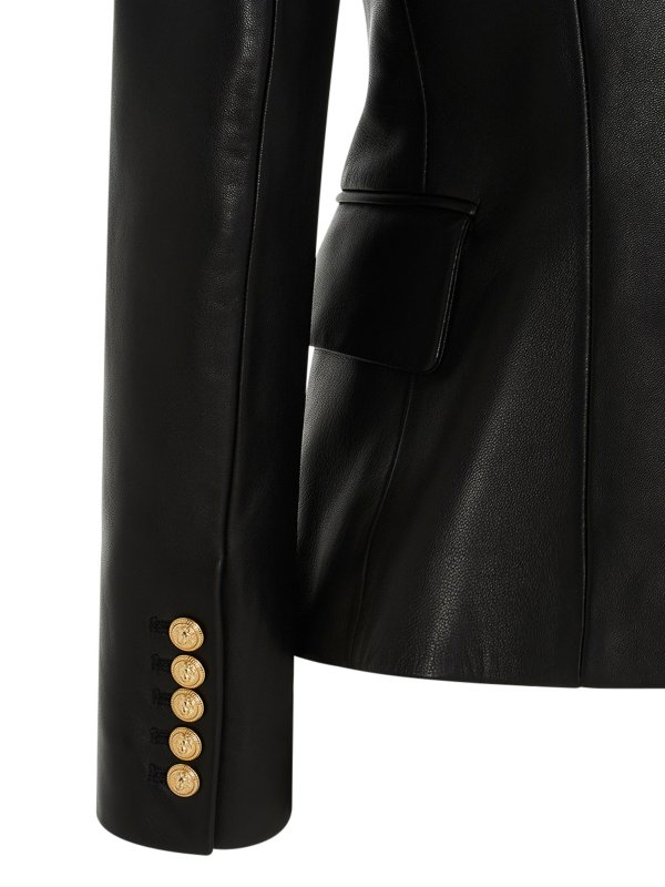 Balmain buy online Logo button leather blazer