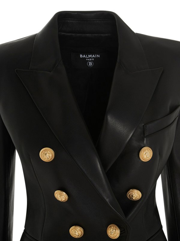 iKRIX Balmain: Logo button leather blazer
