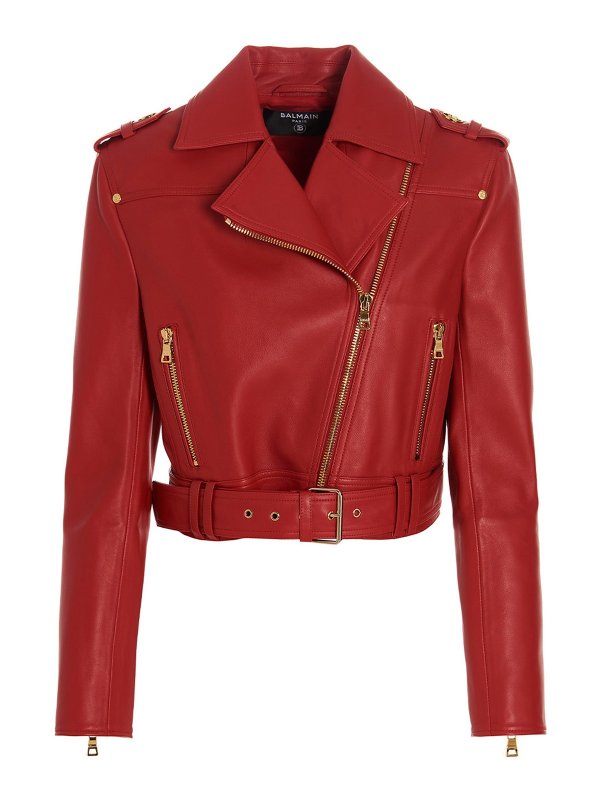 Balmain: leather jacket - Leather biker jacket