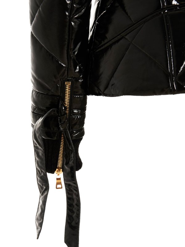 Logo button quilted puffer jacket shop online: Balmain