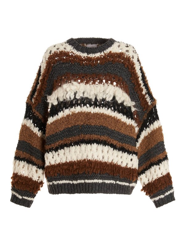 BRUNELLO CUCINELLI: crew necks - Sequin cashmere sweater