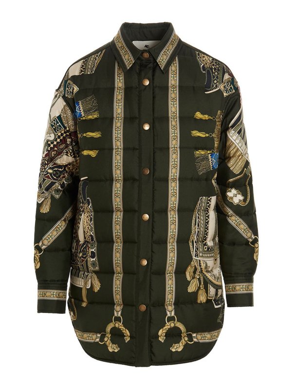 ETRO: padded jackets - Printed silk padded jacket