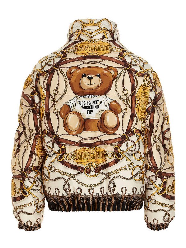 MOSCHINO: padded jackets online - Teddy logo puffer jacket