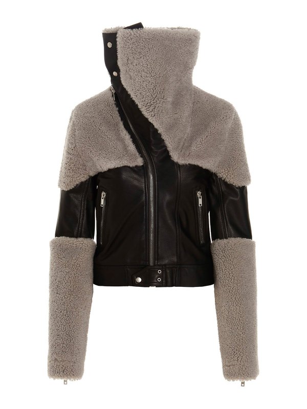 RICK OWENS HUN: leather jacket - Keith jacket