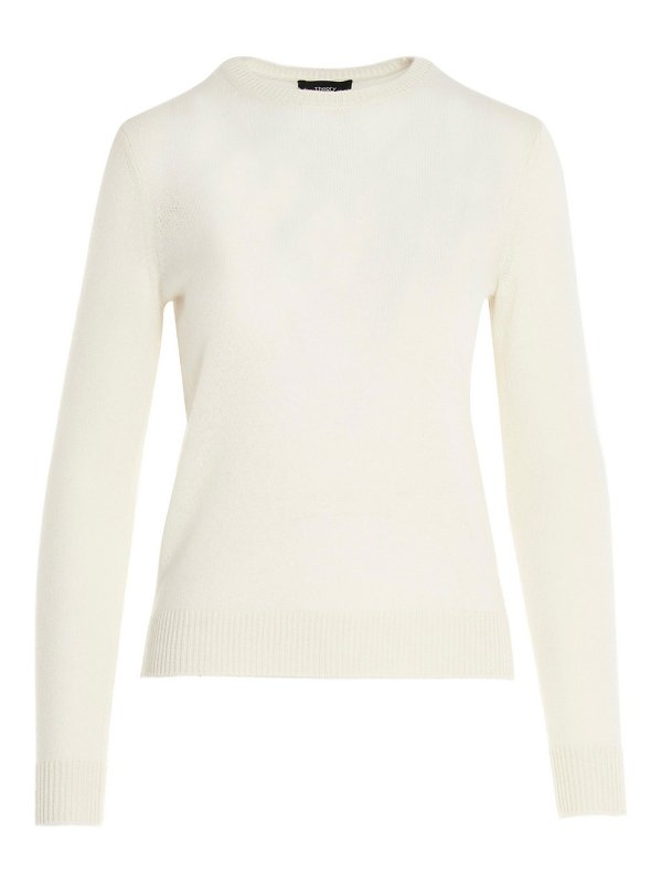 Theory: Strickpullover mit Rundhalsausschnitt - Rundhalspullover - Weiß
