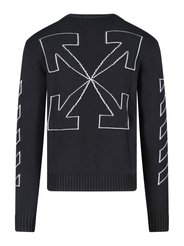 OFF-WHITE: Strickpullover mit Rundhalsausschnitt online - Rundhalspullover - Schwarz