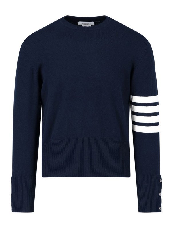 THOM BROWNE: Strickpullover mit Rundhalsausschnitt - Rundhalspullover - Blau