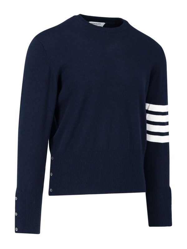 THOM BROWNE: Strickpullover mit Rundhalsausschnitt online - Rundhalspullover - Blau