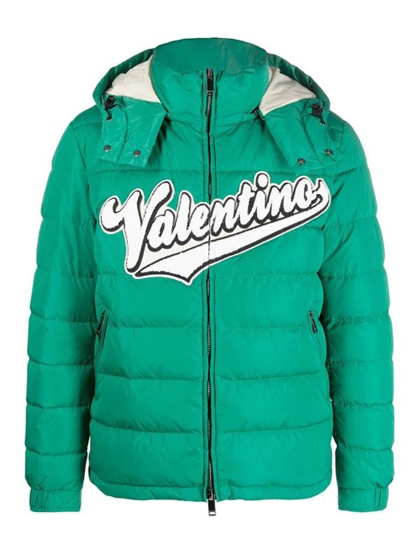 VALENTINO: padded jackets - Logo patch puffer jacket