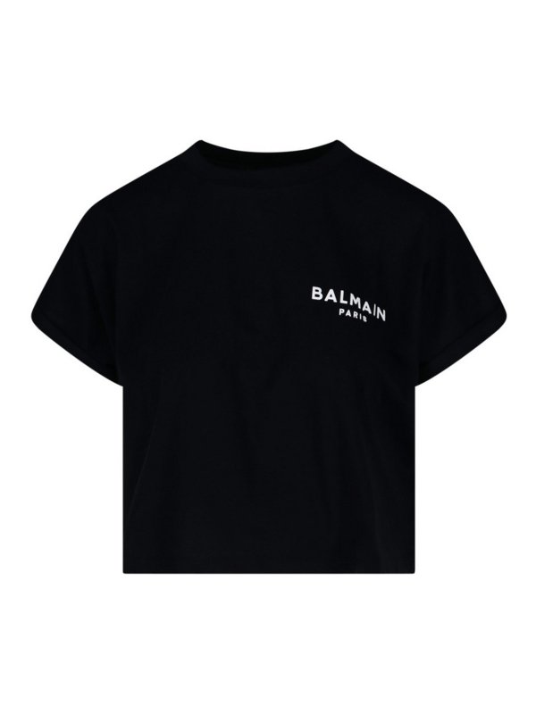 Balmain cropped discount logo t shirt