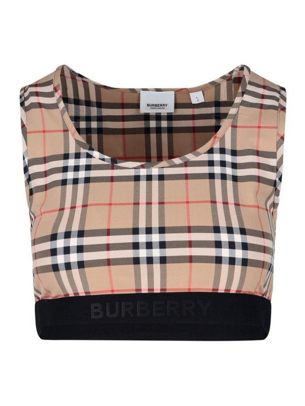 BURBERRY: Top e canotte - Top sportivo con motivo tartan
