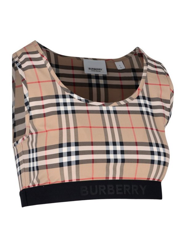 BURBERRY: Top e canotte online - Top sportivo con motivo tartan