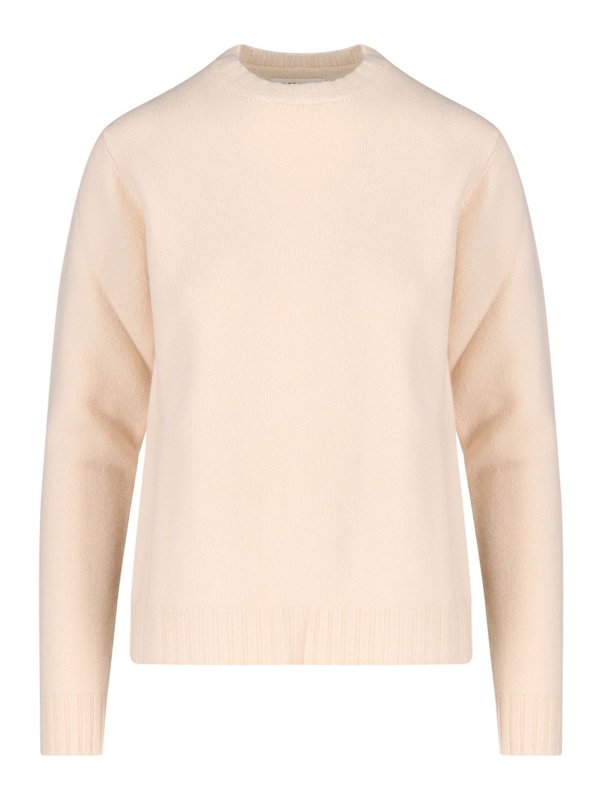JIL SANDER: Strickpullover mit Rundhalsausschnitt - Rundhalspullover - Weiß