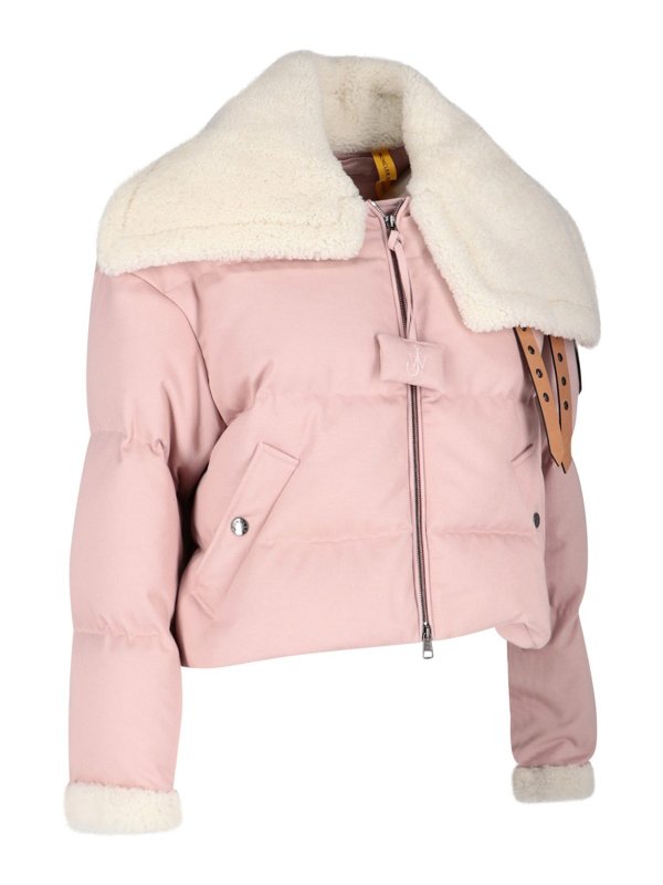 MONCLER: padded jackets online - Transformable shearling collar down jacket