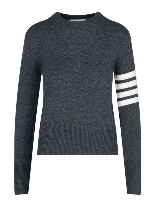 THOM BROWNE: Strickpullover mit Rundhalsausschnitt - Rundhalspullover - Grau