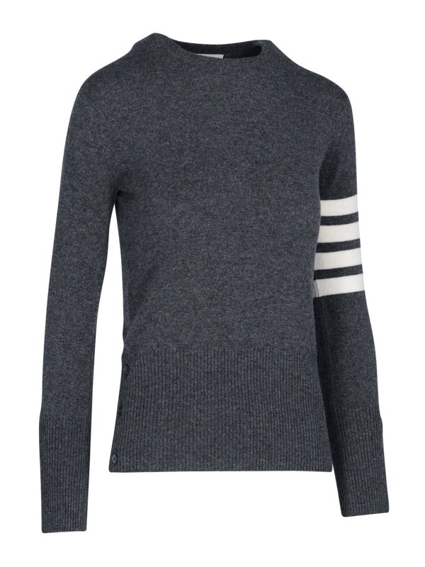 THOM BROWNE: Strickpullover mit Rundhalsausschnitt online - Rundhalspullover - Grau