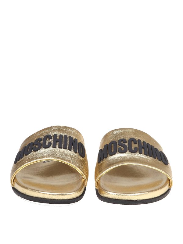 iKRIX MOSCHINO: sandals - Slide sandal in leather with logo