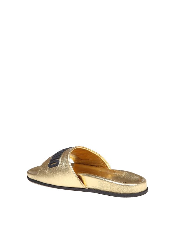 Slide sandal in leather with logo shop online: MOSCHINO