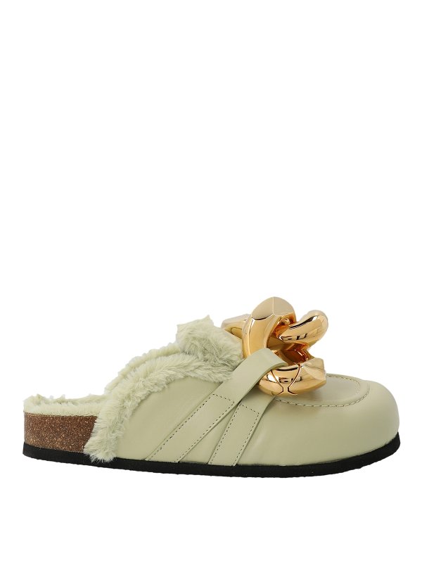 J.W. ANDERSON: mules shoes - Chain Eco Fur Mules