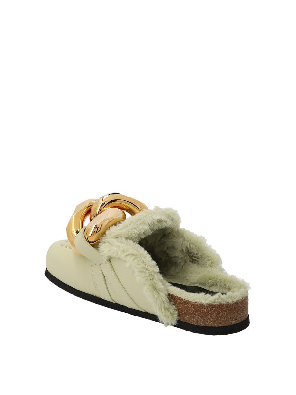 J.W. ANDERSON: mules shoes online - Chain Eco Fur Mules
