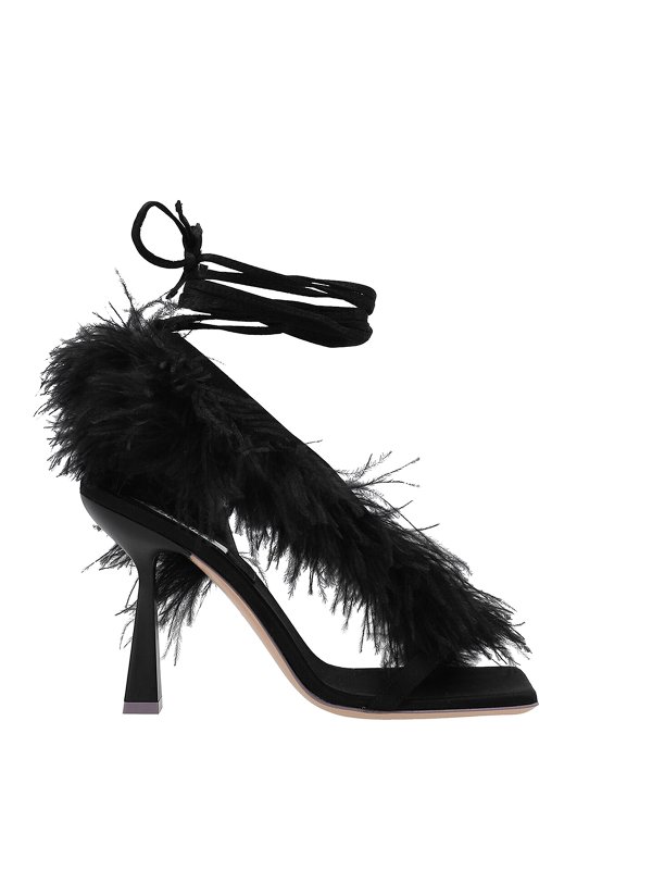 SEBASTIAN MILANO: sandals - Feather detailed Wrap Sandals