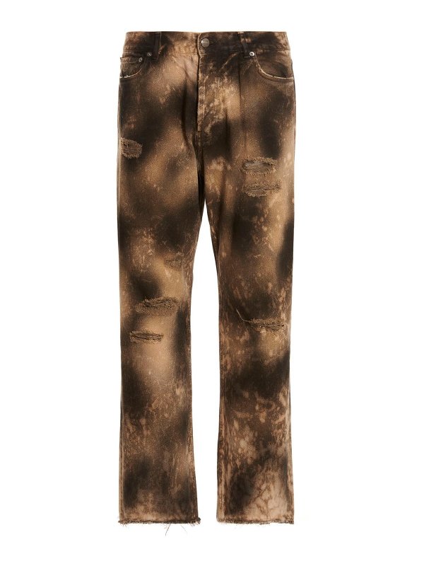 BARROW: straight leg jeans - Bleached and ripped jeans