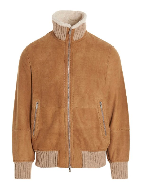 BRUNELLO CUCINELLI: Chaquetas de cuero - Chaqueta De Cuero - Beis