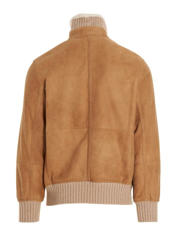 BRUNELLO CUCINELLI: Chaquetas de cuero online - Chaqueta De Cuero - Beis