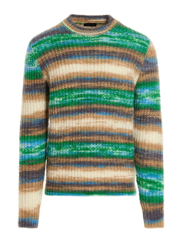 ROBERTO COLLINA: Strickpullover mit Rundhalsausschnitt - Rundhalspullover - Bunt