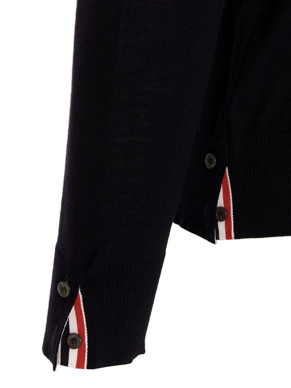 Logo band turtleneck sweater shop online: THOM BROWNE