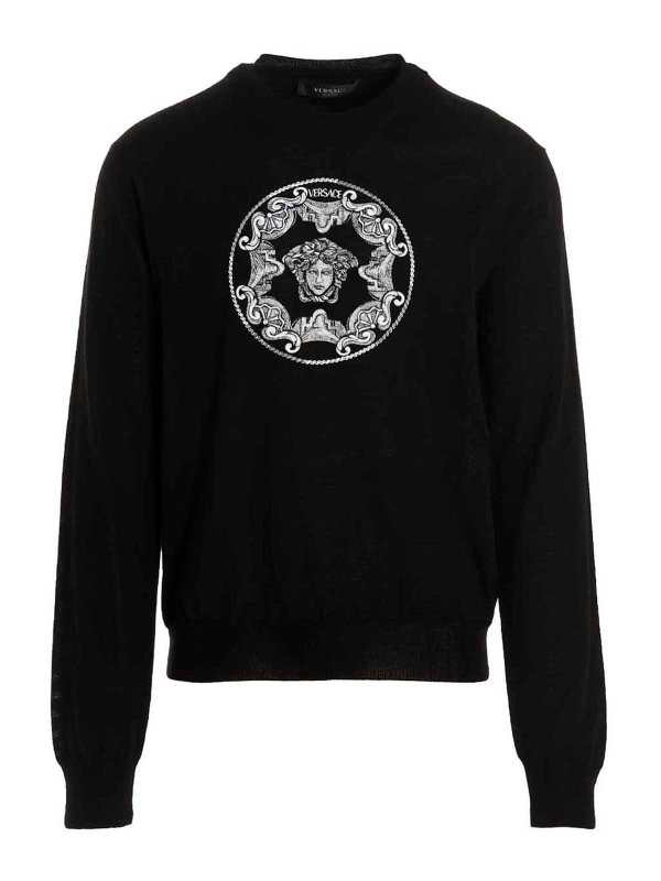VERSACE: crew necks - Logo embroidery sweater