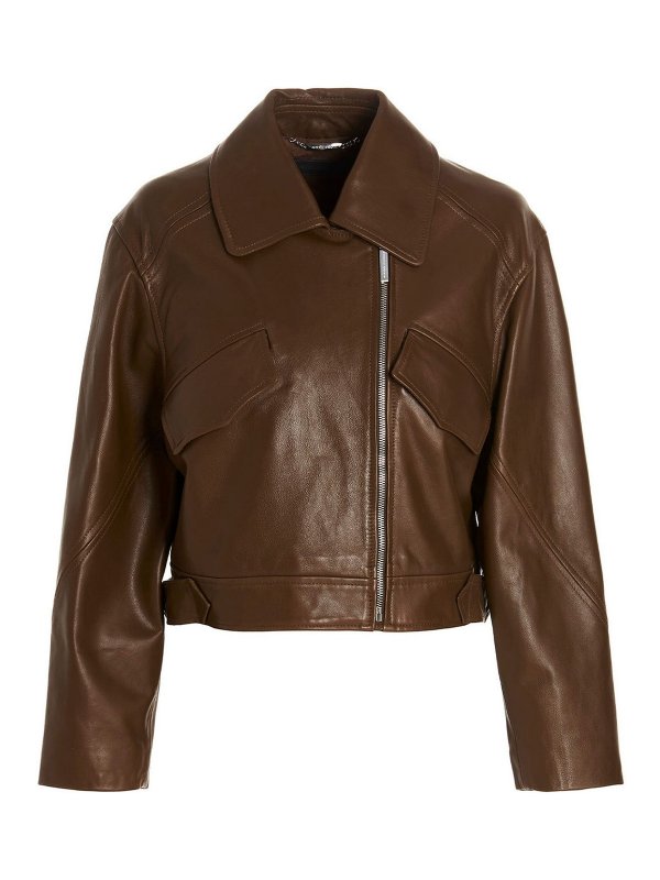 ALBERTA FERRETTI: レザージャケット - レザージャケット - ブラウン