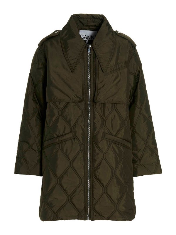 GANNI: short coats - Quilted jacket